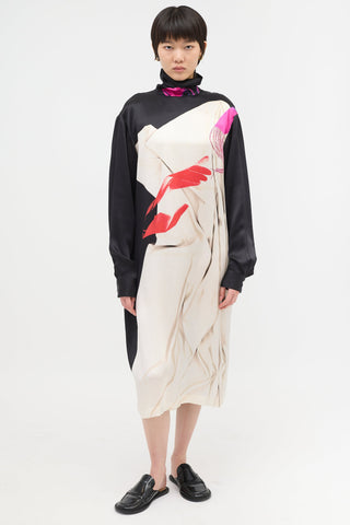 Dries Van Noten Silk Printed Turtleneck Dress