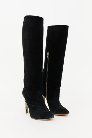 Dries Van Noten Suede Knee High Boot