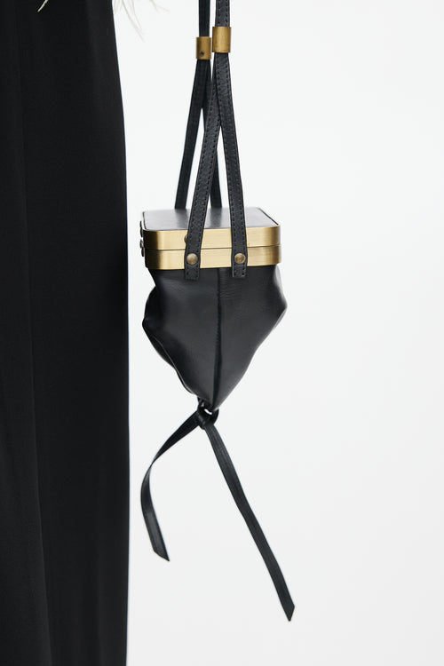 Dries Van Noten Vintage Black Leather & Mirror Crossbody Bag