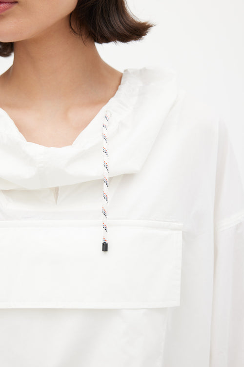 Dries Van Noten SS 2019 White Cotton Drawstring Hooded Jacket