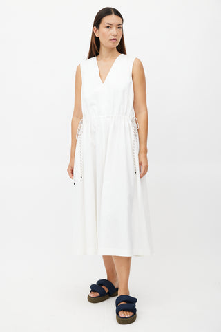 Dries Van Noten White Drawstring Maxi Dress