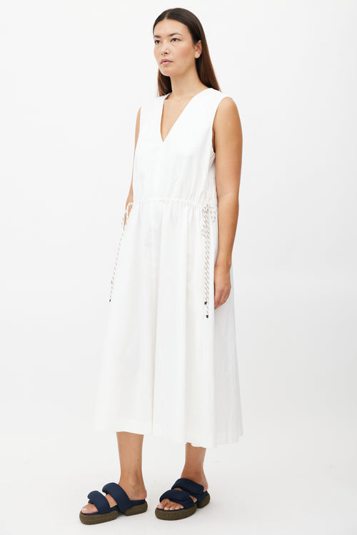 Dries Van Noten White Drawstring Maxi Dress