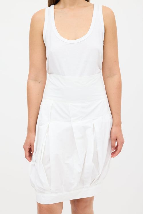 Dries Van Noten White Pleated Bubble Skirt