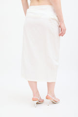 Dries Van Noten White Linen Wrap Midi Skirt