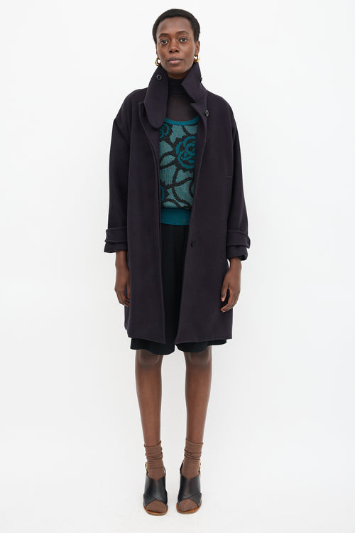 Dries Van Noten Wool High Neck Coat