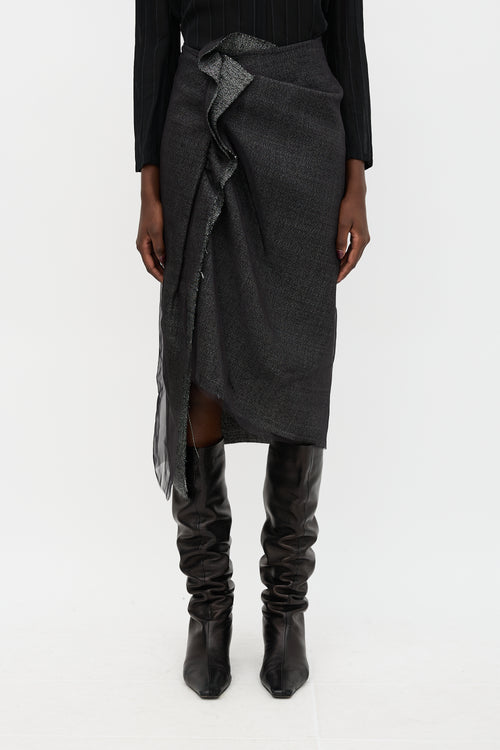Dries Van Noten Wool Ruffled Skirt