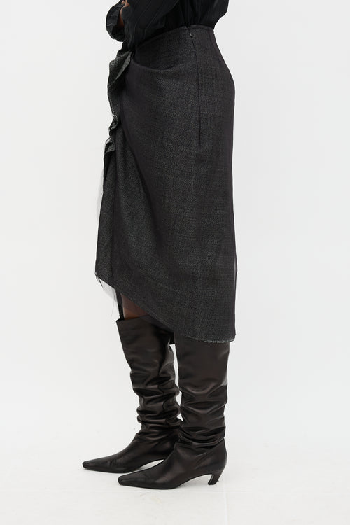 Dries Van Noten Wool Ruffled Skirt