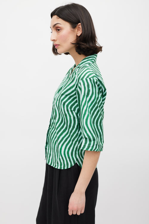 Dries Van Noten X Len Lye SS 2021 Green Wavy Stripe Shirt