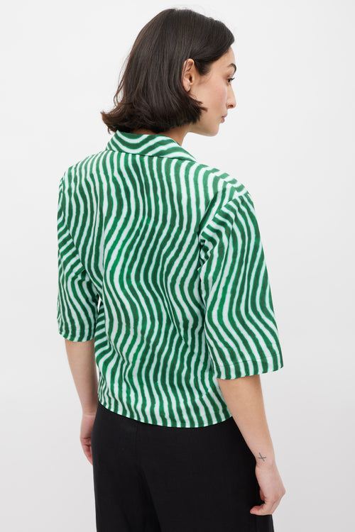 Dries Van Noten X Len Lye SS 2021 Green Wavy Stripe Shirt