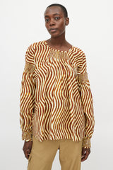 Dries Van Noten X Len Lye Yellow & Brown Striped Ruched Top