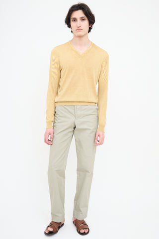 Dries Van Noten Yellow & Brown Geometric V-Neck Sweater