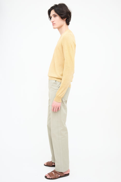 Dries Van Noten Yellow & Brown Geometric V-Neck Sweater