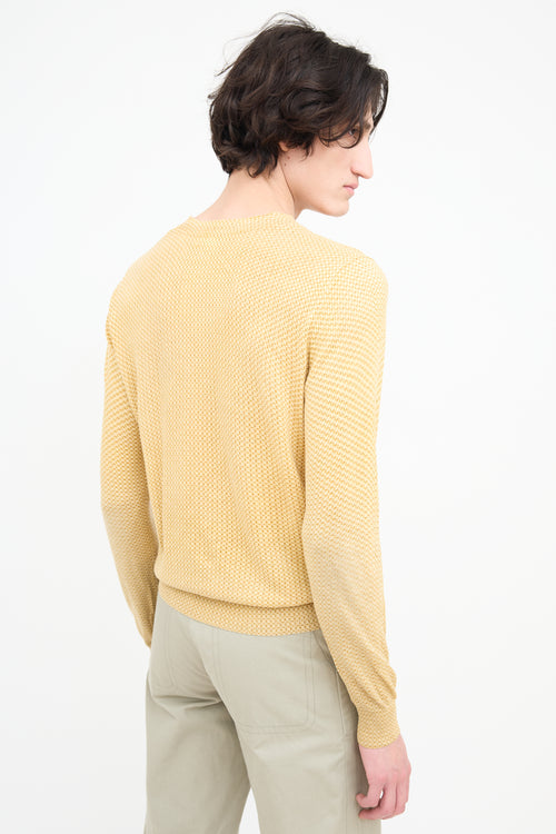 Dries Van Noten Yellow & Brown Geometric V-Neck Sweater