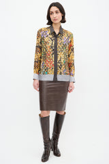 Dries Van Noten Yellow & Multi Silk Printed Embellished Shirt
