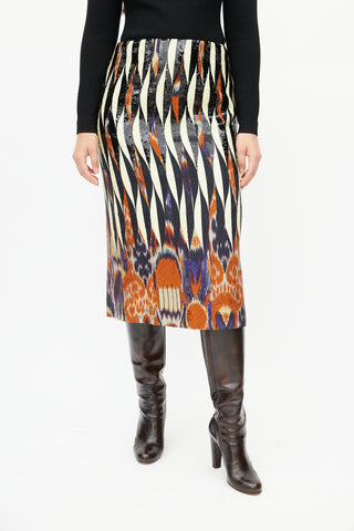 Dries Van Noten Yellow & Multicolour Sequin Skirt