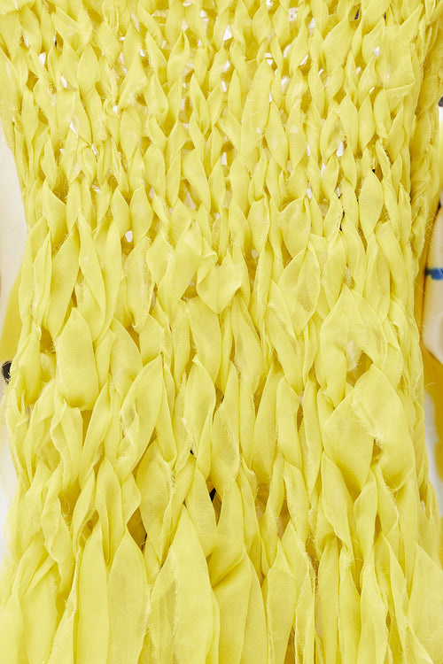 Dries Van Noten Yellow Silk Braided Scarf