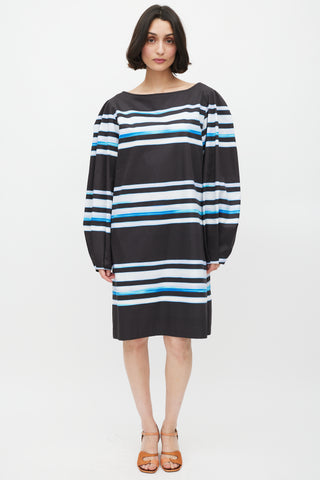Dries Van Noten x Len Lye SS 2021 Black & Blue Striped Dress