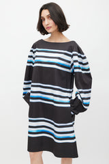 Dries Van Noten x Len Lye SS 2021 Black & Blue Striped Dress