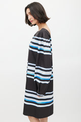 Dries Van Noten x Len Lye SS 2021 Black & Blue Striped Dress