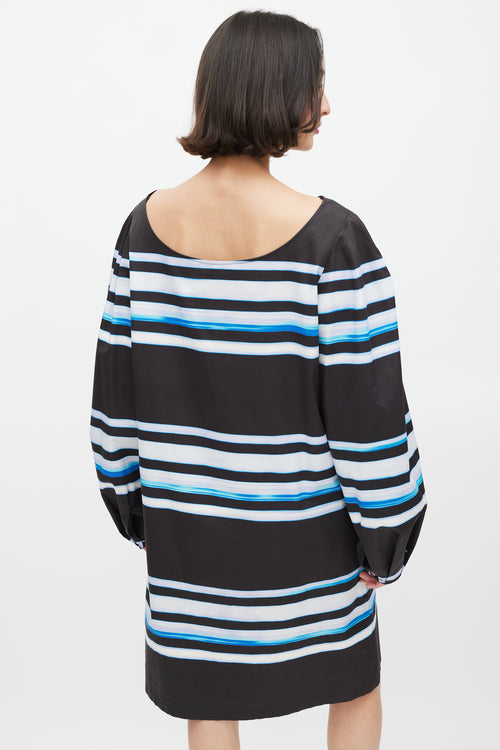 Dries Van Noten x Len Lye SS 2021 Black & Blue Striped Dress