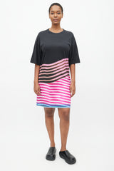 Dries Van Noten x Len Lye SS 2021 Black & Multi Stripe T-Shirt Dress