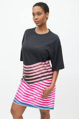Dries Van Noten x Len Lye SS 2021 Black & Multi Stripe T-Shirt Dress