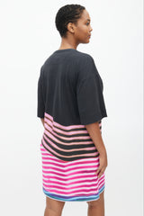 Dries Van Noten x Len Lye SS 2021 Black & Multi Stripe T-Shirt Dress