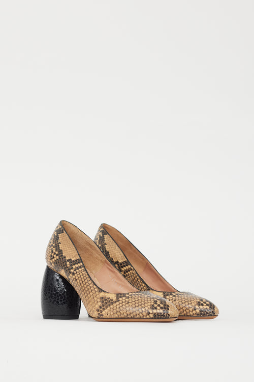 Dries Van Noten Beige & Brown Embossed Leather Pump