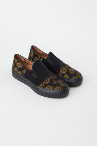 Dries Van Noten Black & Gold Circle Slip On Sneaker