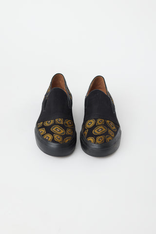 Dries Van Noten Black & Gold Circle Slip On Sneaker
