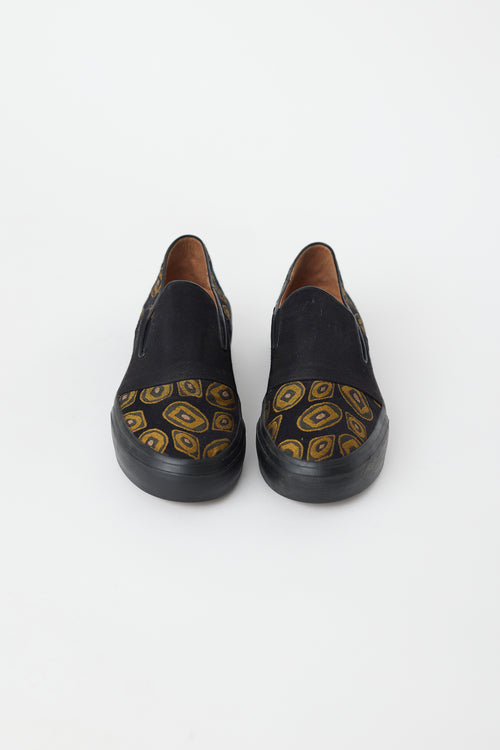 Dries Van Noten Black & Gold Circle Slip On Sneaker
