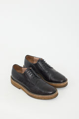 Dries Van Noten Black Leather Crepe Sole Derby