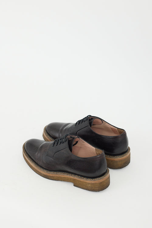 Dries Van Noten Black Leather Crepe Sole Derby