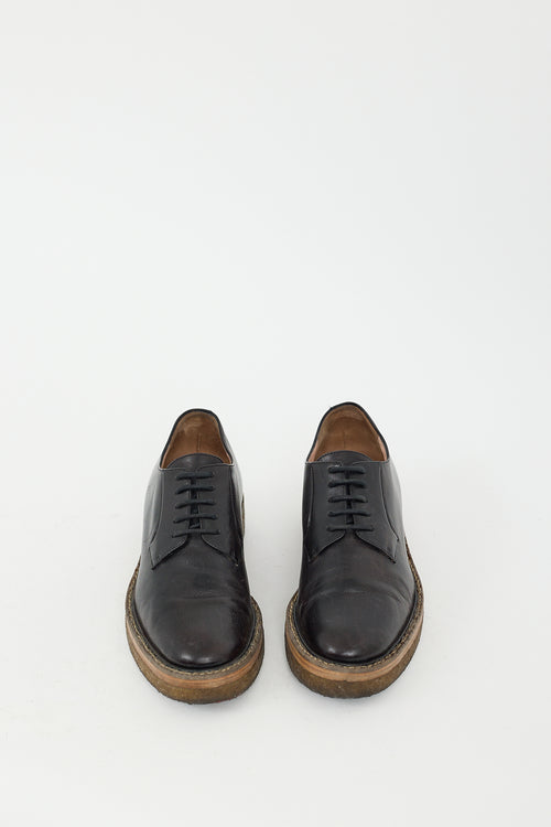 Dries Van Noten Black Leather Crepe Sole Derby