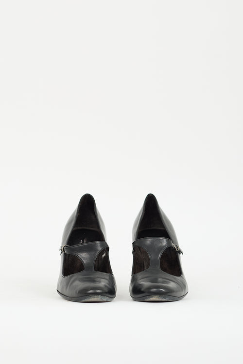 Dries Van Noten Black Leather Mary Jane Pump