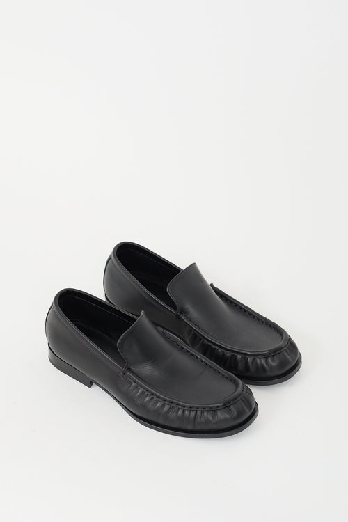 Dries Van Noten Black Leather Moc Toe Loafer