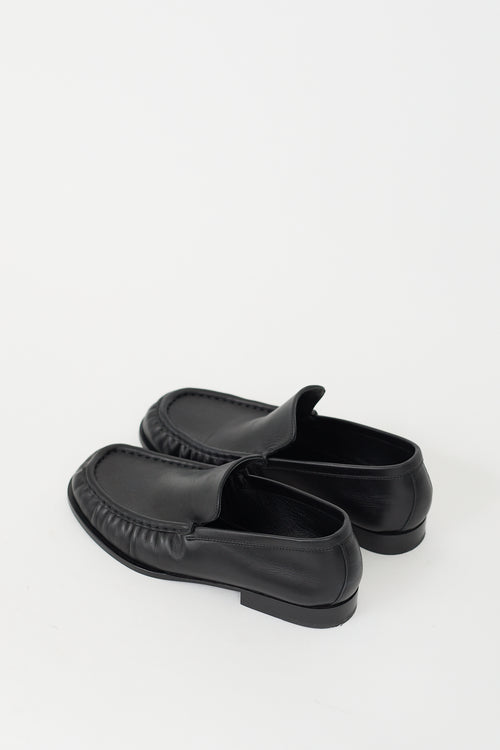 Dries Van Noten Black Leather Moc Toe Loafer