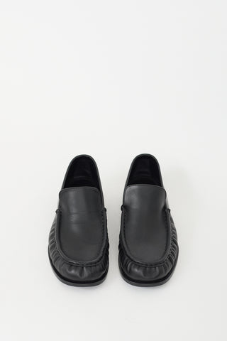 Dries Van Noten Black Leather Moc Toe Loafer