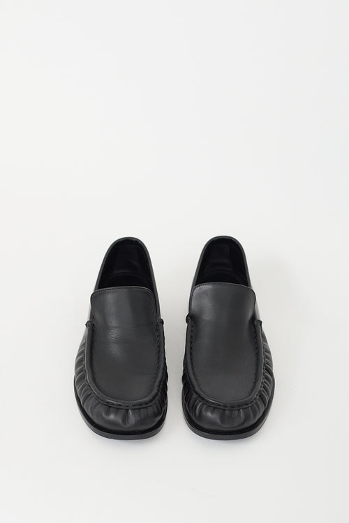 Dries Van Noten Black Leather Moc Toe Loafer