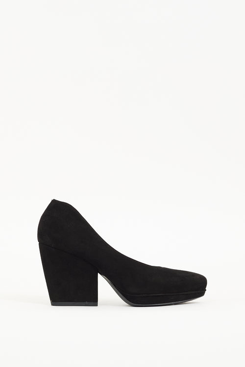 Dries Van Noten Black Suede Block Pump