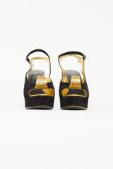 Dries Van Noten Black & Gold Suede Heel