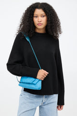 Dries Van Noten Blue Textured Hair Small Fold Over Bag