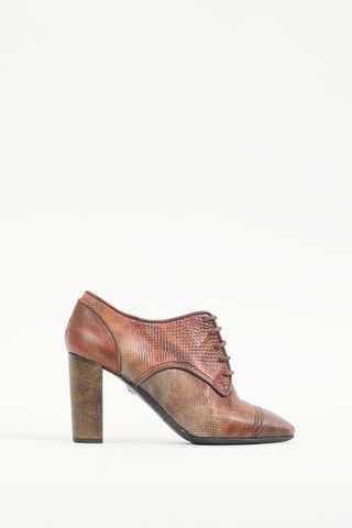 Dries Van Noten Brown & Multicolour Textured Leather Lace Up Bootie