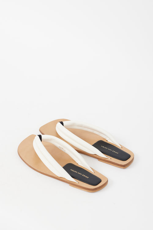 Dries Van Noten White Padded Leather Strap Sandal