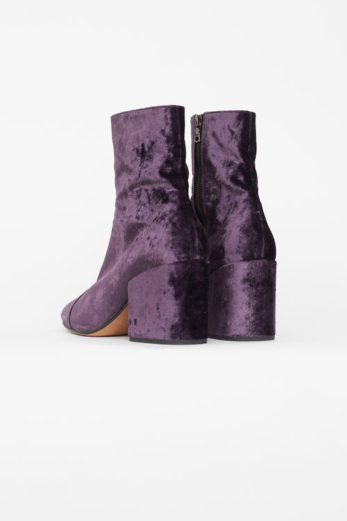 Dries Van Noten Fall 2015 Purple Velvet Boot
