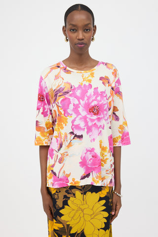Dries Van Noten Floral Half Sleeve T-Shirt