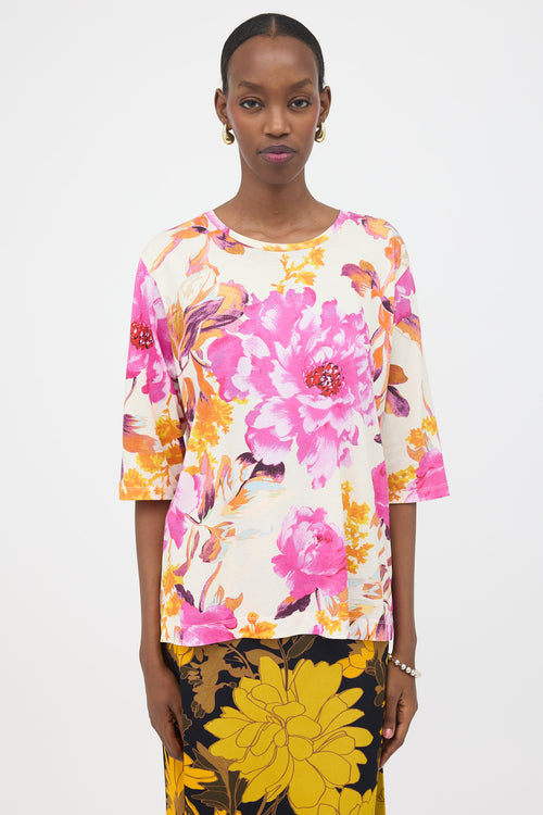 Dries Van Noten Floral Half Sleeve T-Shirt