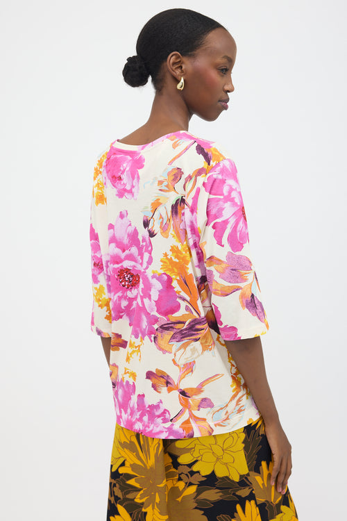 Dries Van Noten Floral Half Sleeve T-Shirt
