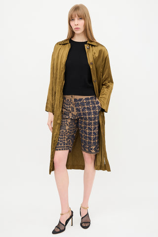 Dries Van Noten Geometric & Floral Embroidered Shorts