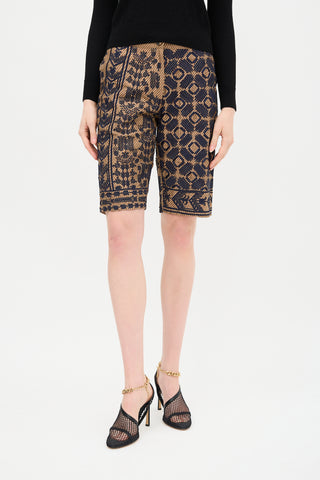 Dries Van Noten Geometric & Floral Embroidered Shorts